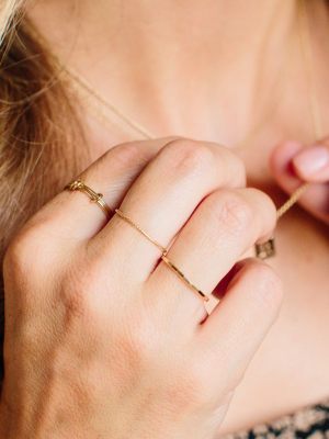 14k Thin Hammered Band Ring