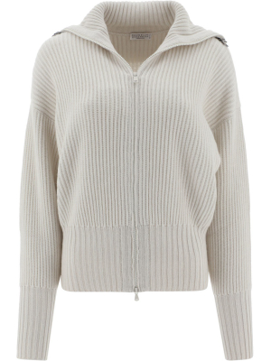 Brunello Cucinelli Ribbed Zipped Jumper