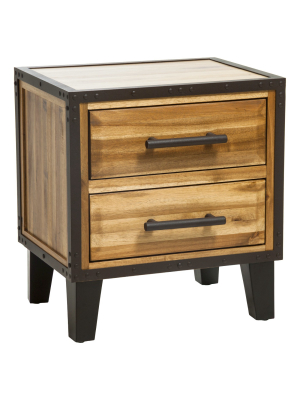 Luna Acacia Wood Two Drawer End Table - Natural - Christopher Knight Home