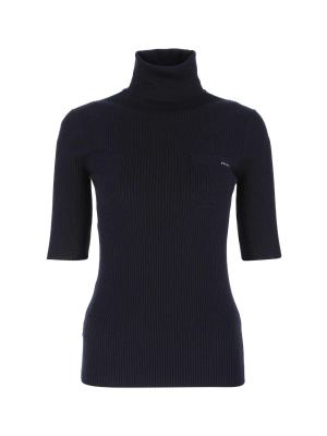 Prada Logo Intarsia High-neck Ribbed Jumper