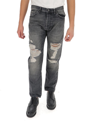 Valentino Distressed Straight Leg Jeans