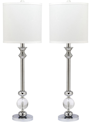 (set Of 2) 31" Erica Crystal Candlestick Lamp Clear (includes Cfl Light Bulb) - Safavieh