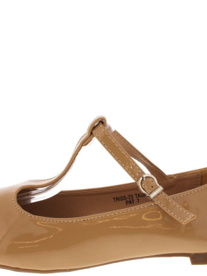 Triss23 Taupe Patent Mary Jane Flat