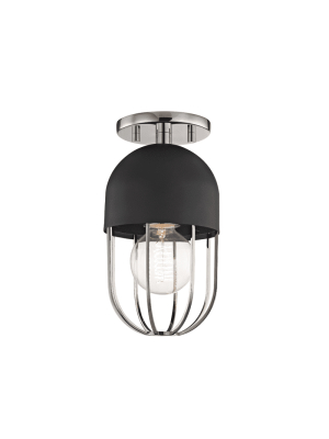 Haley 1 Light Flush Mount - Polished Nickel/black