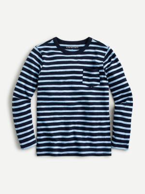 Kids' Long-sleeve Pocket T-shirt In Navy Stripe