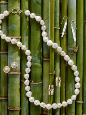 Bamboo Pearl Drop Earrings