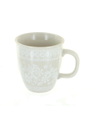 Blue Rose Polish Pottery White Lace Coffee Mug