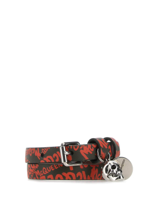 Alexander Mcqueen Logo Printed Wrap Bracelet