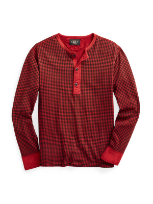 Houndstooth Cotton Jersey Henley Shirt