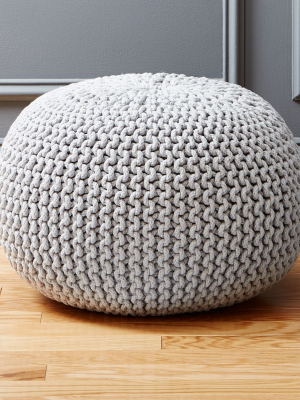 Knitted Silver Grey Pouf