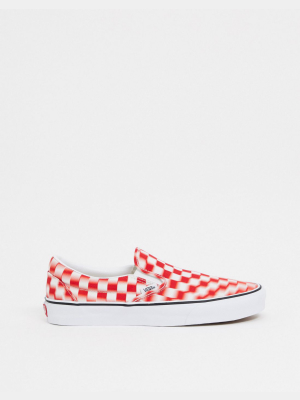 Vans Classic Slip-on Blur Check Sneakers In Red/white