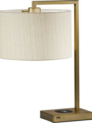 Aurillac Wireless Charge Table Lamp Brass