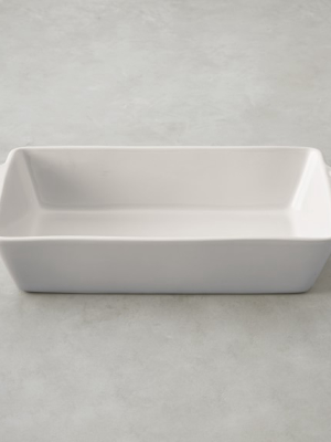 Olive Embossed Stoneware Rectangular Baker