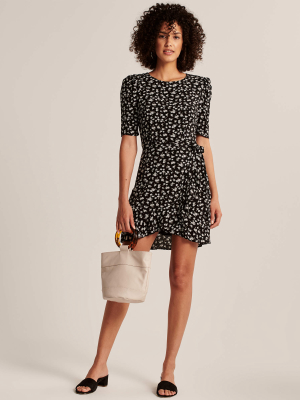 High-neck Wrap Dress