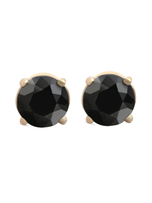 Pompeii3 1 1/2 Ct 14k Yellow Gold Round Black Diamond Studs Womens Earrings