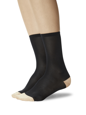 Women's Contrast Heel And Toe Socks