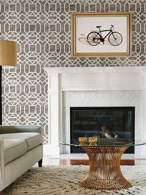 Daphne Trellis Wallpaper In Grey From The Moonlight Collection By Brewster Home Fashions