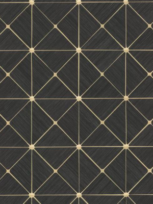 Dazzling Diamond Sisal Wallpaper In Black And Gold From The Geometric Resource Collection By York Wallcoverings