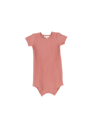 Lil Legs Wide Rib Romper - Pink Coral