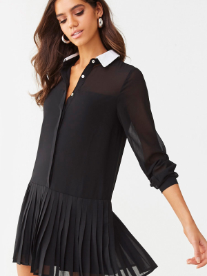 Pleated Drop-waist Dress