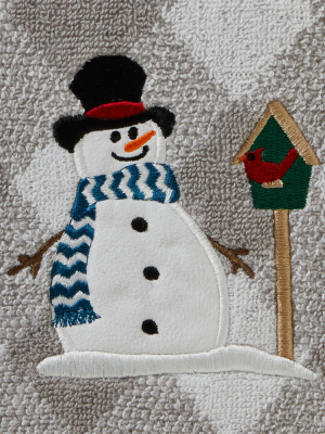 2pk Snowman And Birdhouse Hand Towel Set Gray - Skl Home