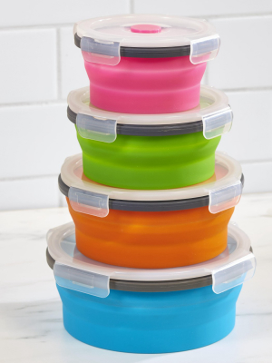 Lakeside Round Collapsible Locking Lid Food Storage Containers - 8 Pieces