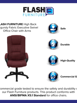 Flash Furniture High Back Fabric Executive Swivel Office Chair With Arms