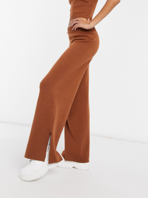 Asos Design Co-ord Knitted Sweatpants In Brown