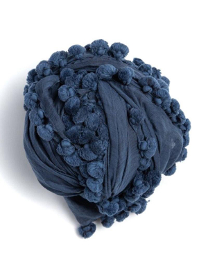 Dupatta Plain Pompom Shawl Midnight