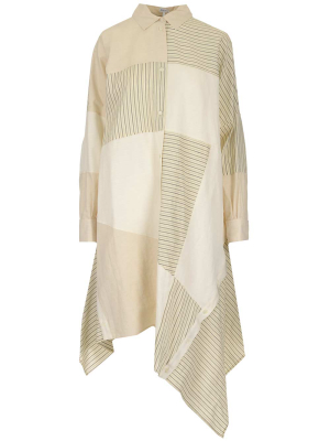 Loewe Striped Patchwork Asymmetric Shirt Dress