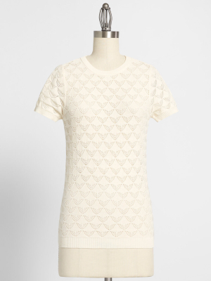 Pointelle Taken Short Sleeve Sweater