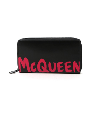 Alexander Mcqueen Graffiti Logo Zip-around Wallet