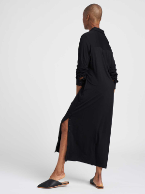 Sally Liquid Jersey Shirt Dress - Black