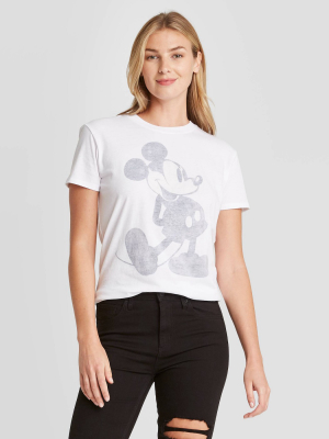 Women's Disney Classic Mickey Short Sleeve Graphic T-shirt - White