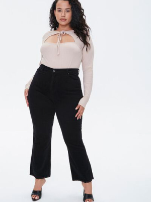 Plus Size Frayed Ankle Pants