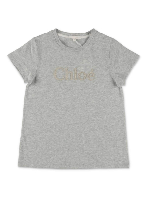 Chloé Kids Logo Embroidered T-shirt