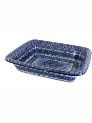 Blue Rose Polish Pottery Joanna Medium Rectangular Baker