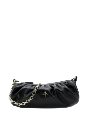 Manu Atelier Ruched Cylinder Chain Shoulder Bag