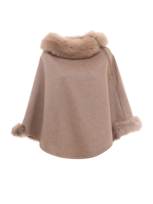 Max Mara Wskit Fur Trimmed Poncho