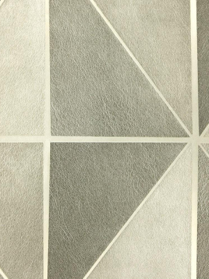 Leather Geometric Wallpaper In Grey From The Precious Elements Collection By Burke Decor