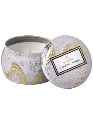 Petite Decorative Tin Candle In Panjore Lychee