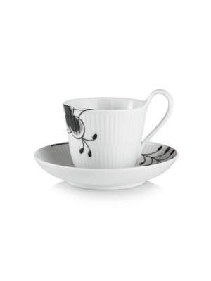 Black Fluted Mega High Handle Cup And Saucer #2