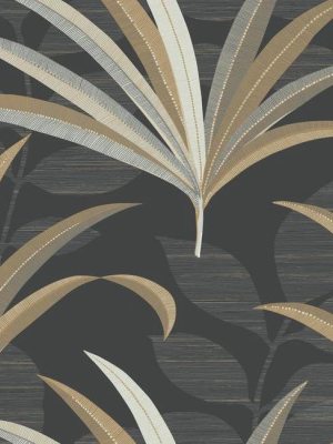 El Morocco Palm Wallpaper In Black And Yellow From The Deco Collection By Antonina Vella For York Wallcoverings