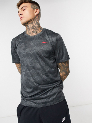 Nike Training Camo T-shirt In Black