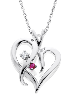 Pompeii3 Ruby & Diamond Heart Pendant 14k White Gold