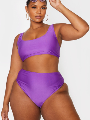 Plus Purple Basic Scoop Neck Bikini Top