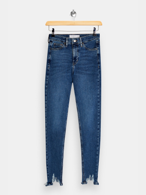 Mid Blue Jagged Hem Jamie Skinny Jeans