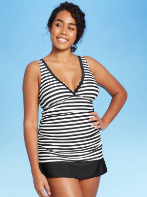 Women's Scallop Tankini Top - Kona Sol™ Black/white