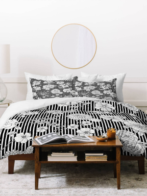 Ninola Design Flowers And Stripes Duvet Set - Deny Designs