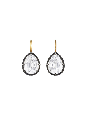 Collet Pear Shaped Drop Earrings - Topaz